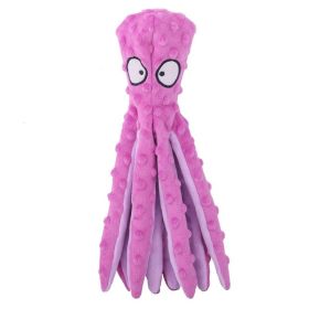 Plush Octopus Soft Dog Stuffed For DogChew Toys Interactive Dog Supplies Fleece Dog Squeaky Toys (Color: Pink)